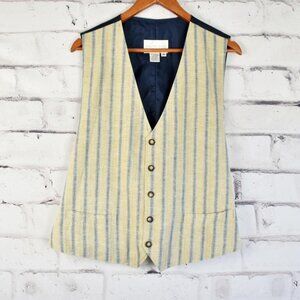 Geoffery Beene Designer Old Money Linen Stripe Vest